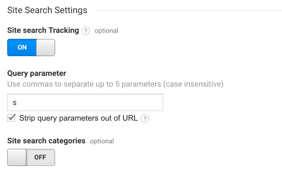 Setting up Site Search in Google Analytics