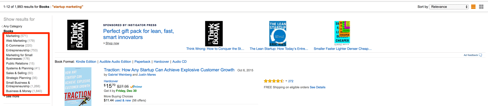 Browsing through Amazon sub categories to find content ideas