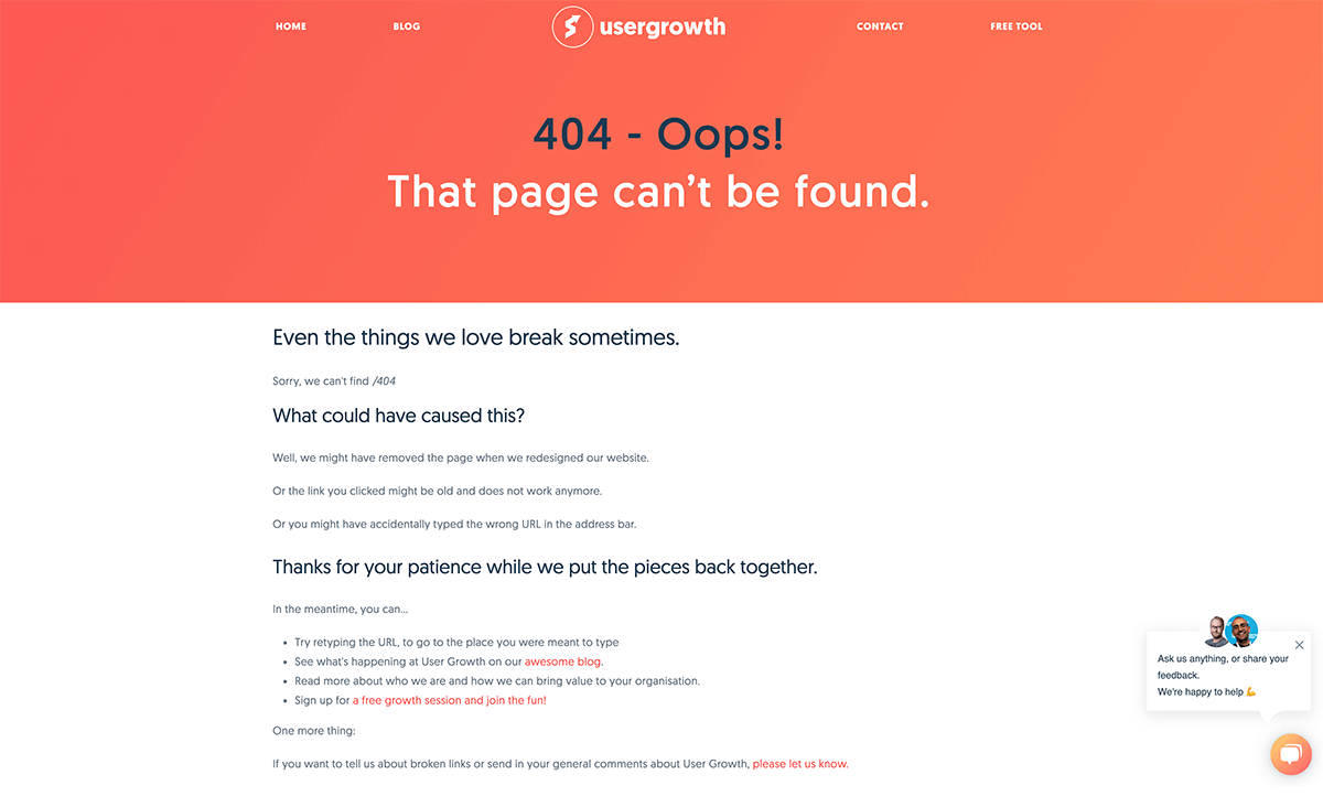 Creating opportunities for conversion on your 404 page an User Growth example