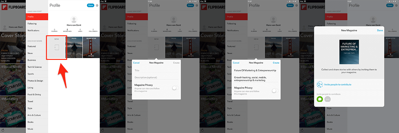 Creating a new magazine in Flipboard in four easy steps