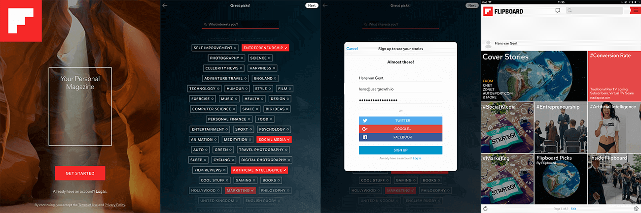 Setting up a Flipboard account