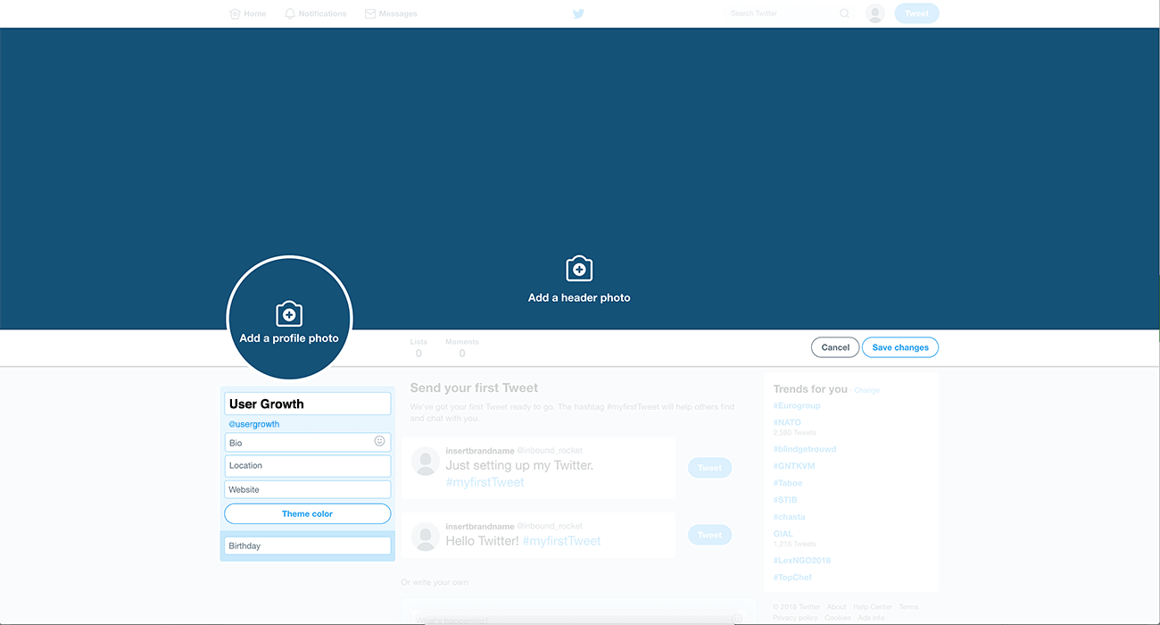 Making your Twitter profile visually appealing by adding a profile and header photo