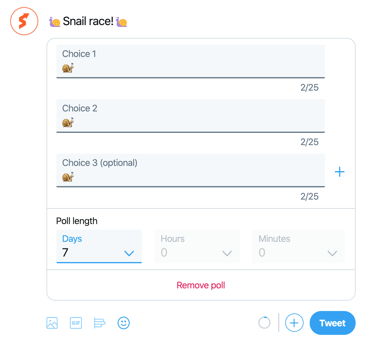 Creating a poll on Twitter is super easy, come up with a question and add up to maximum four options to choose from