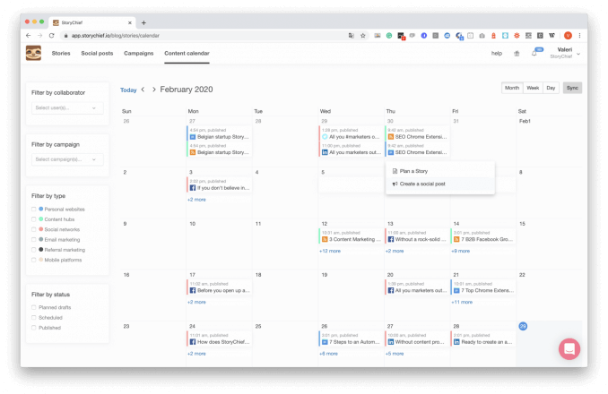 StoryChief - Content Calendar module