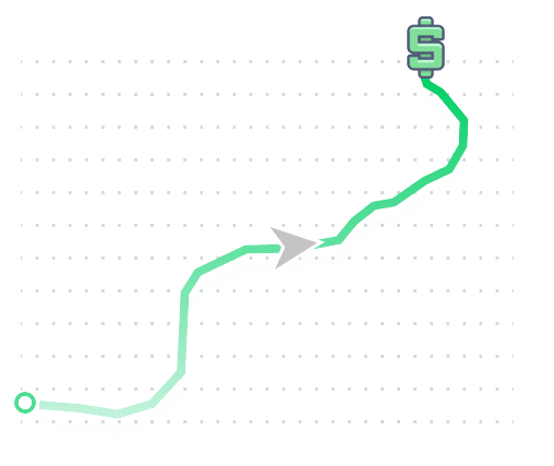 Un diagramme d'une route avec une flèche verte au milieu, utilisé pour les pages d'atterrissage et augmenter les ventes.