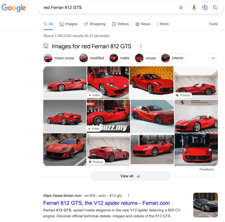 Red Ferrari 812 GTS search results