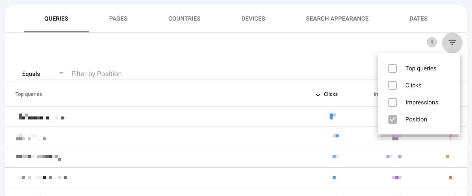 Search Console, include position in query reporting