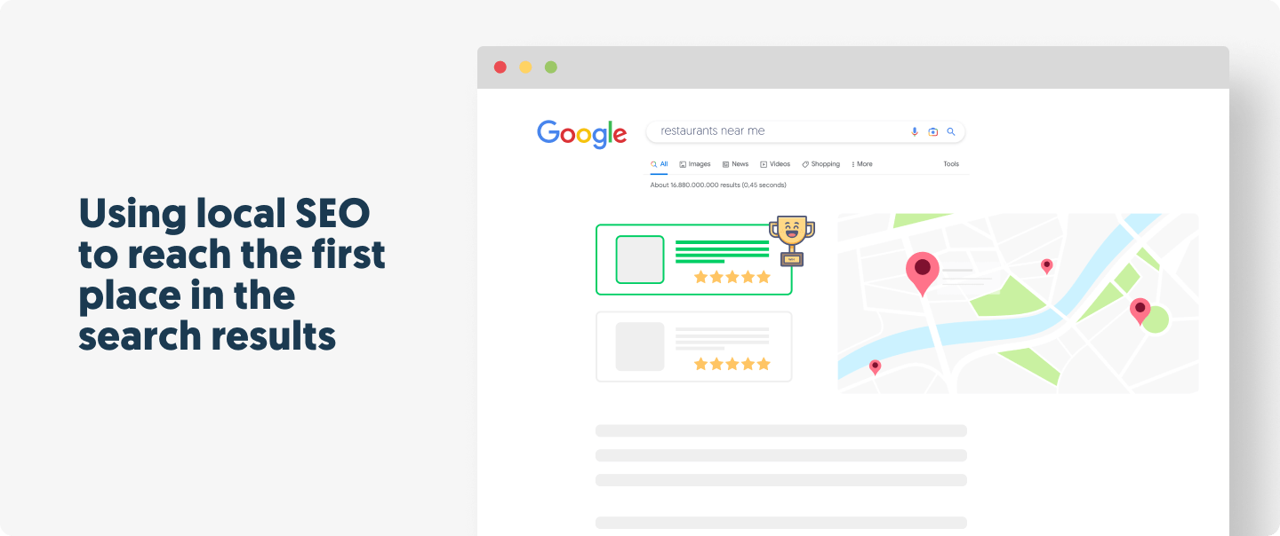 Using local SEO to reach the first place in the search results