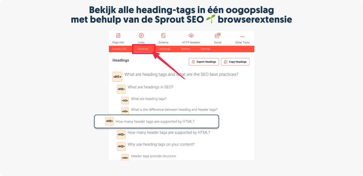 Controleer je heading structuur met de Sprout SEO 🌱 browserextensie