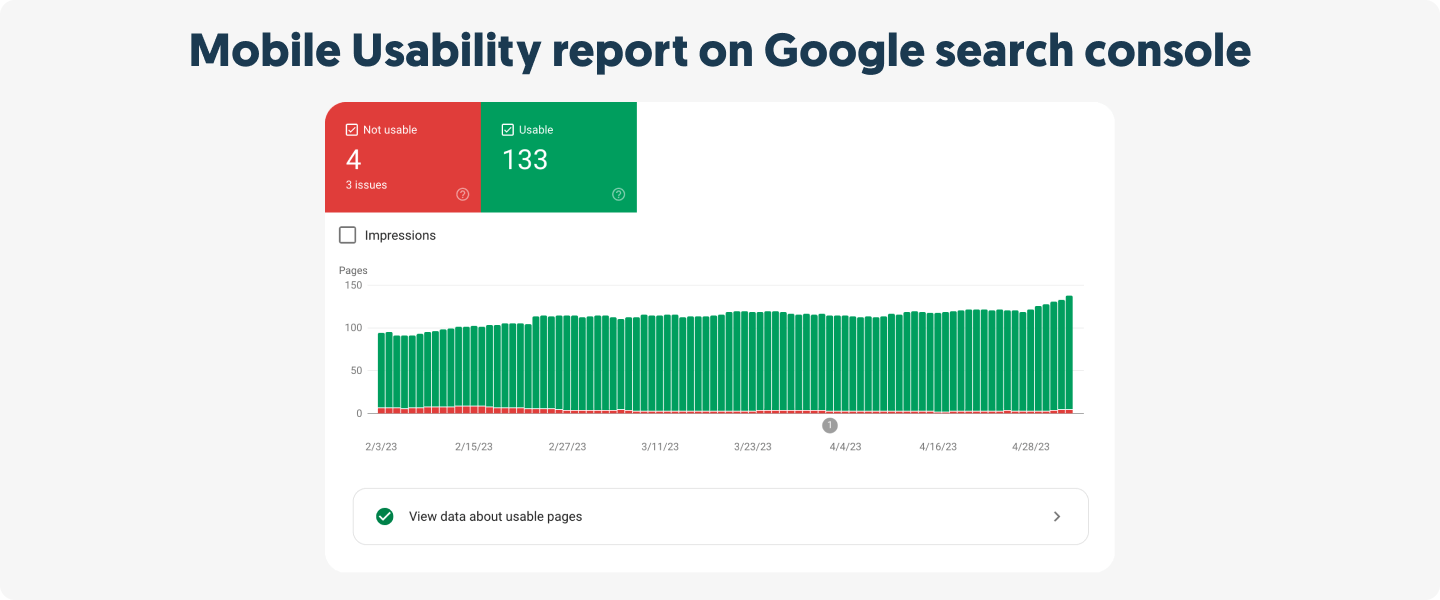 Mobile Usability report on Google Search Console