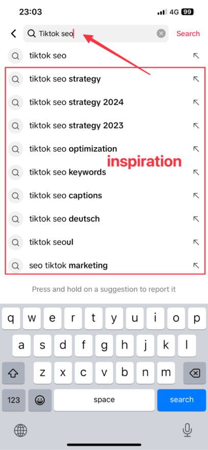 Doing keyword research on TikTok and finding semantically related keywords