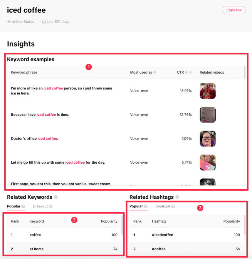 Keyword examples on TikTok, related keywords and related hashtags for your keywords