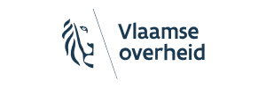 Logo du Vlaamse Overheid, comportant une tête de lion stylisée et le texte « Vlaamse overheid », représentant le gouvernement flamand en Flandre.