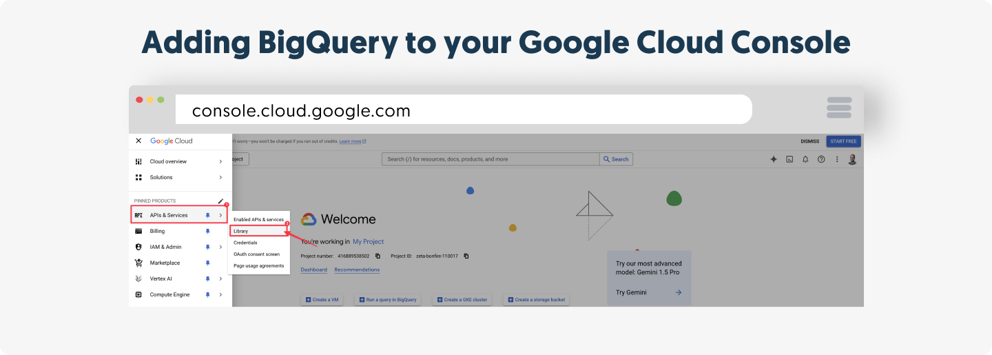 Adding BigQuery to your Google Cloud Console