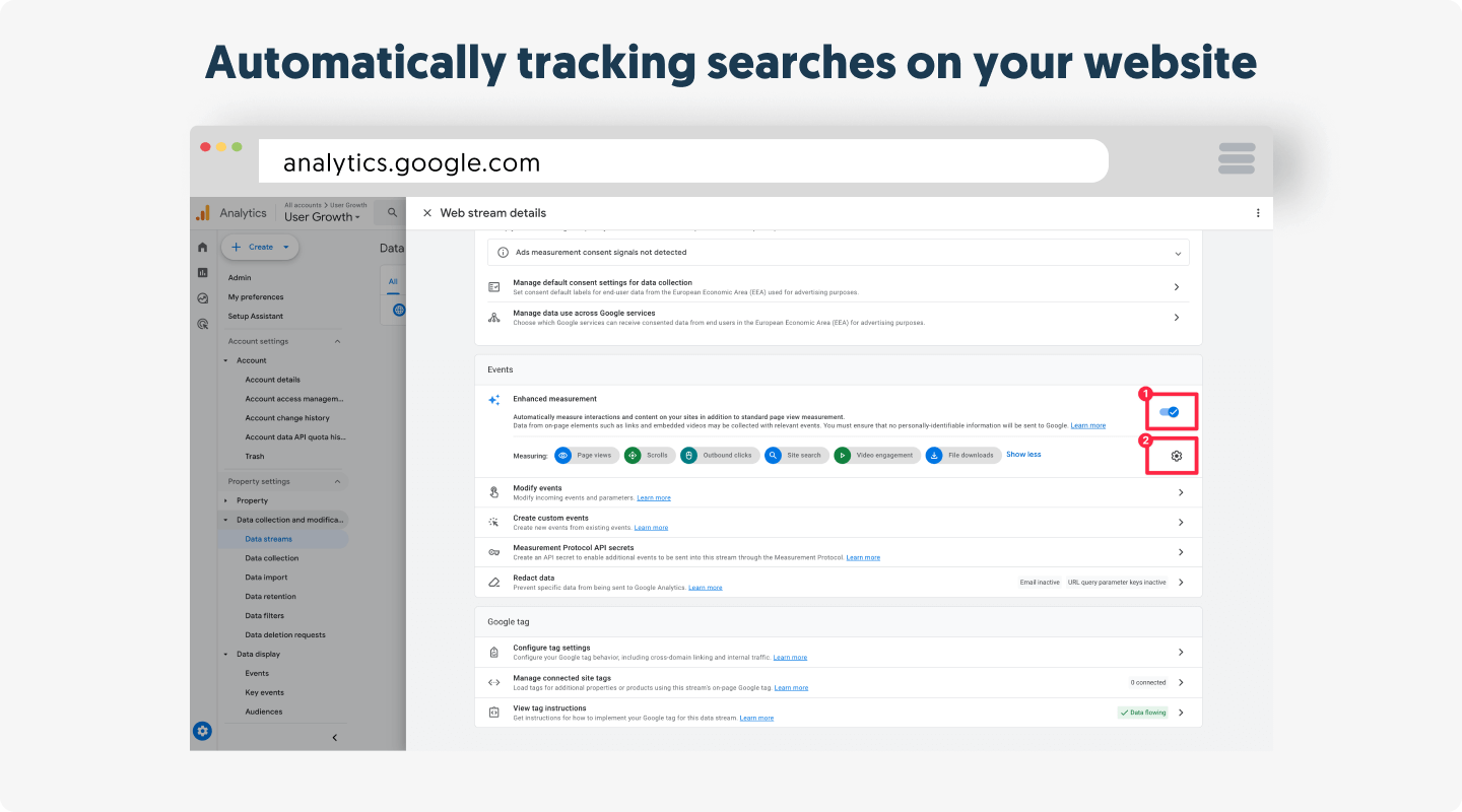 Automatically tracking searches on your website