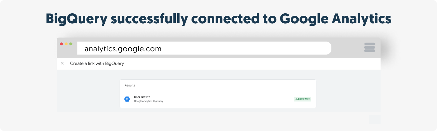 BigQuery successfully connected to Google Analytics