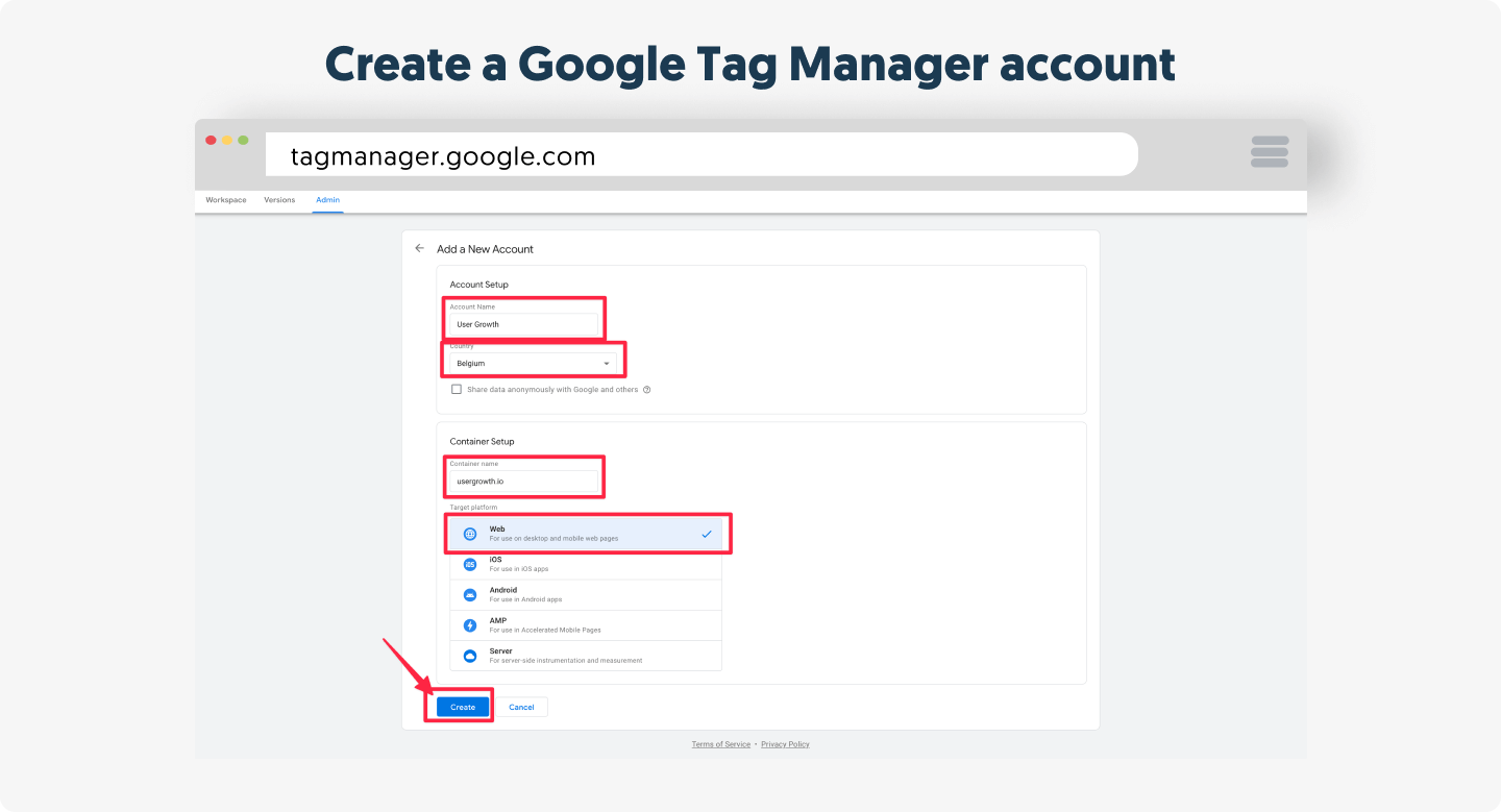 Create a Google Tag Manager account