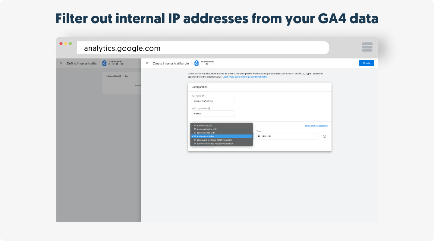 Filter out internal IP addresses from your GA4 data