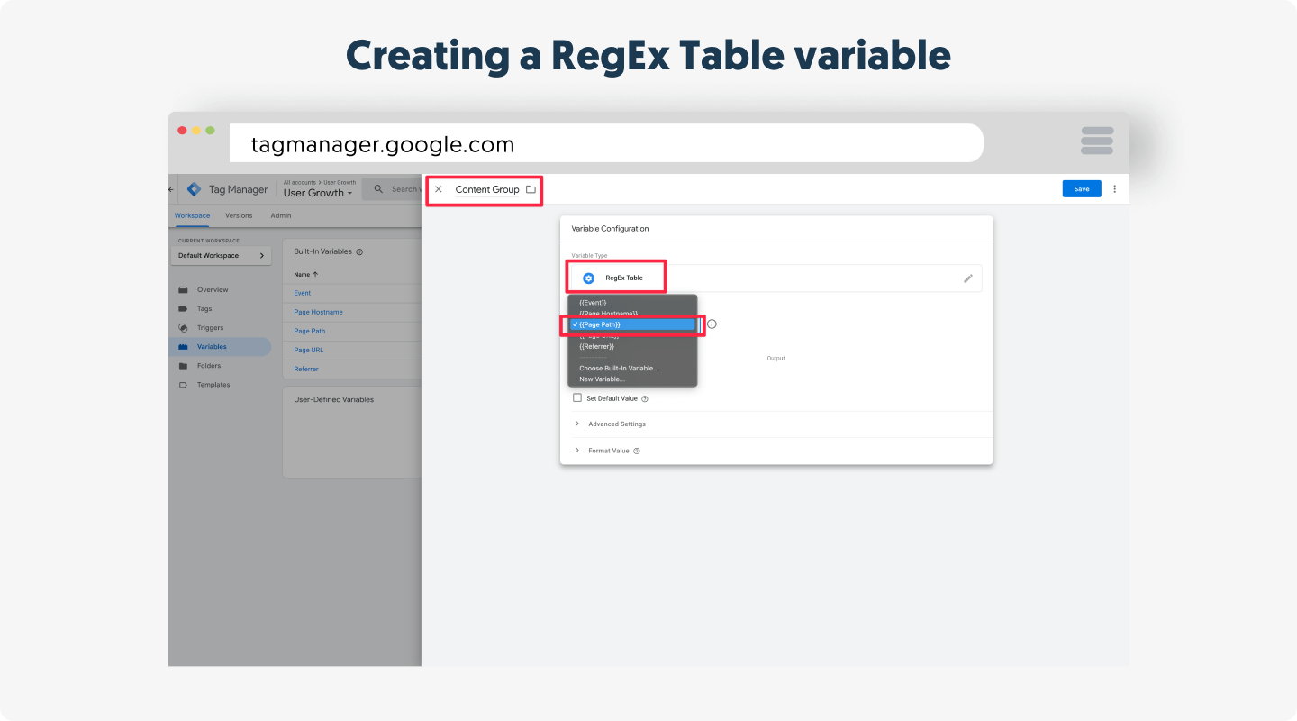 Creating a RegEx Table variable in Google Tag Manager