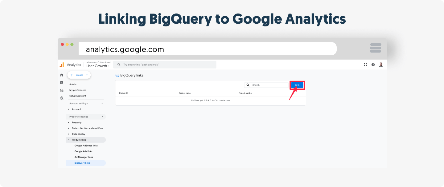 Linking BigQuery to Google Analytics