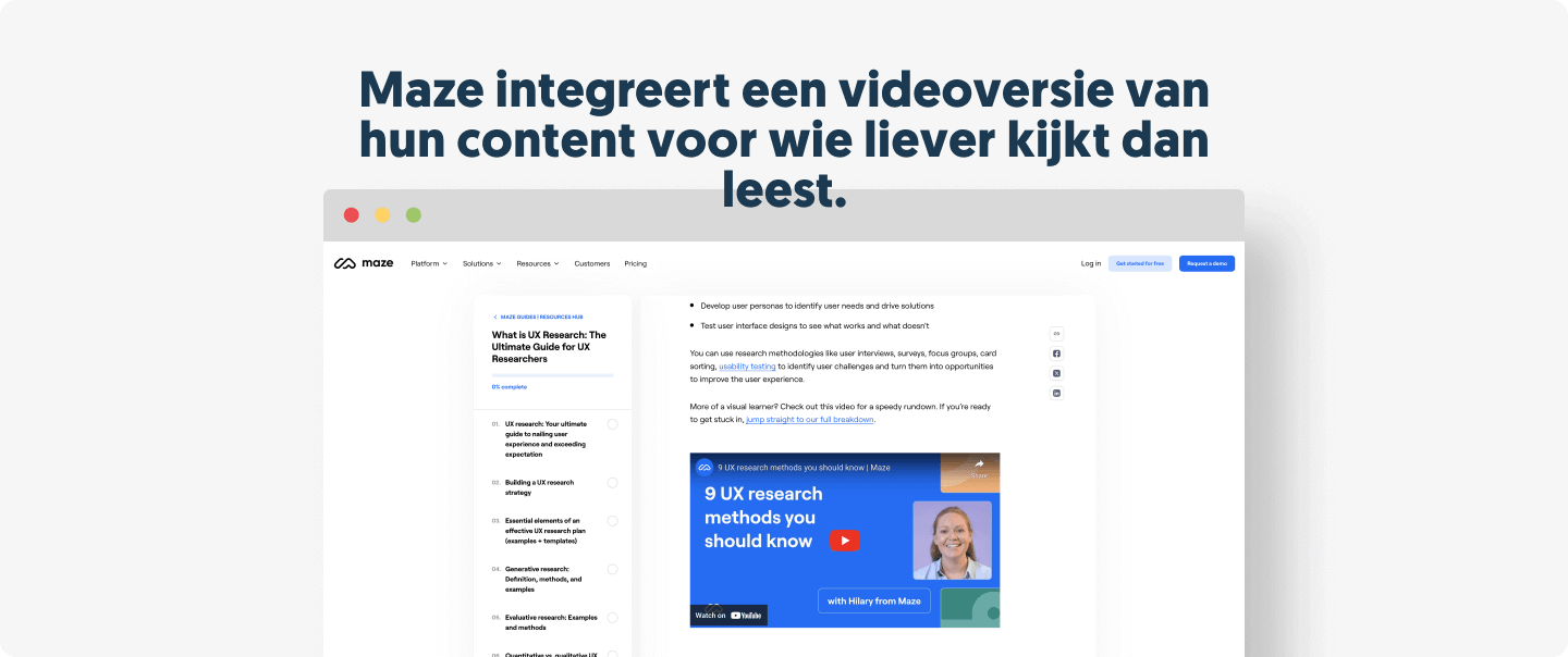 Als je meer van visueel leren houdt, heeft Maze een videoversie voor degenen die liever kijken dan lezen.