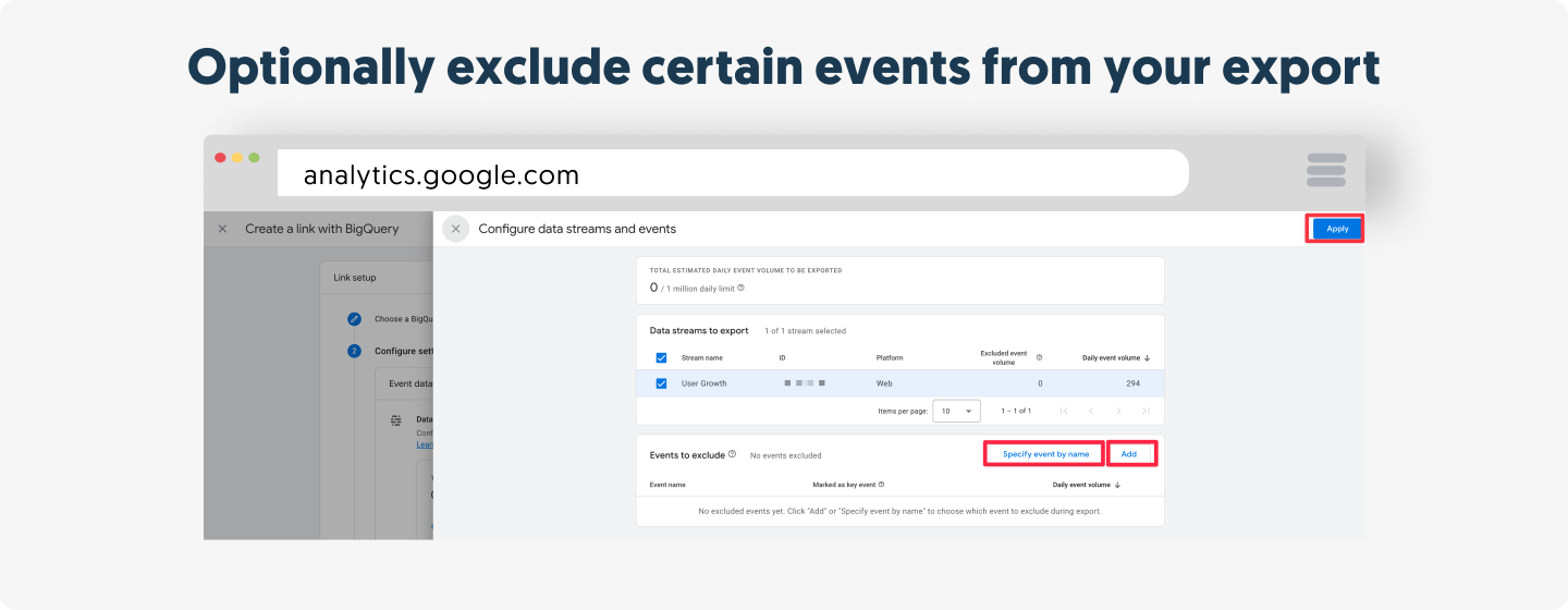 Optionally exclude certain events from your export