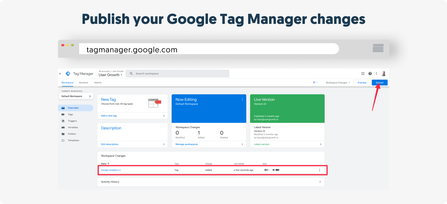 Publish your Google Tag Manager changes