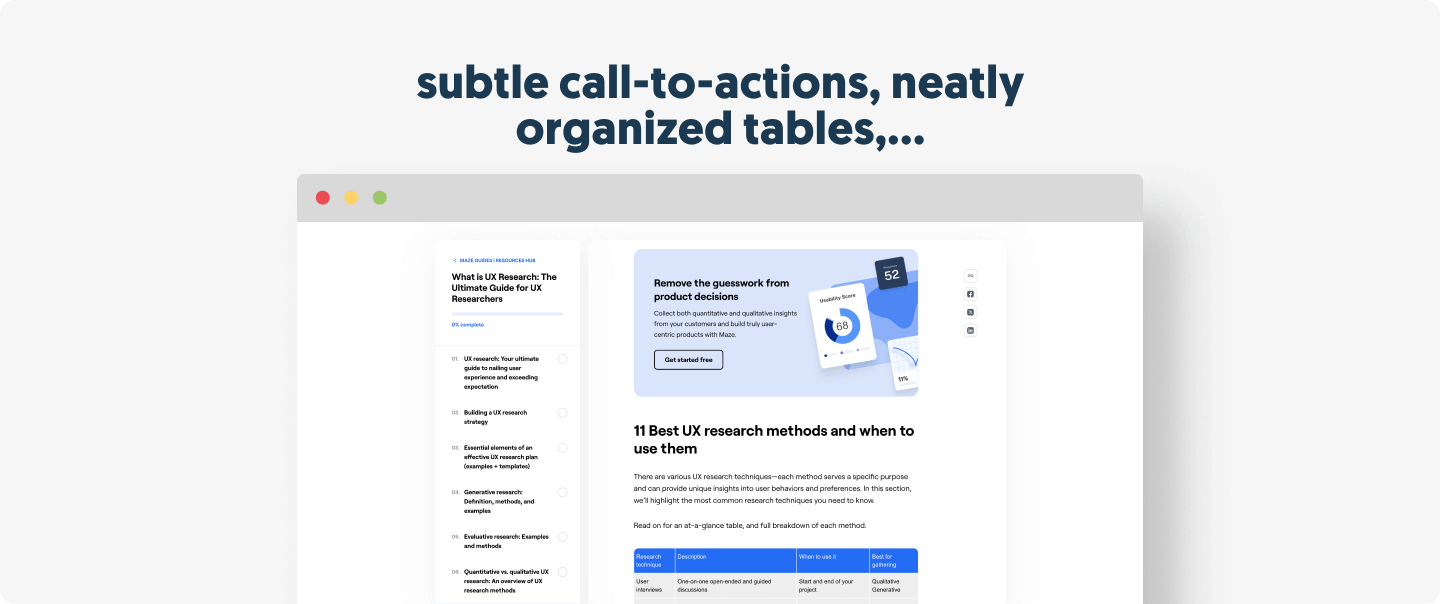 subtle calls to action that promote their products without being pushy, and neatly organized tables for presenting data in a visually engaging way.